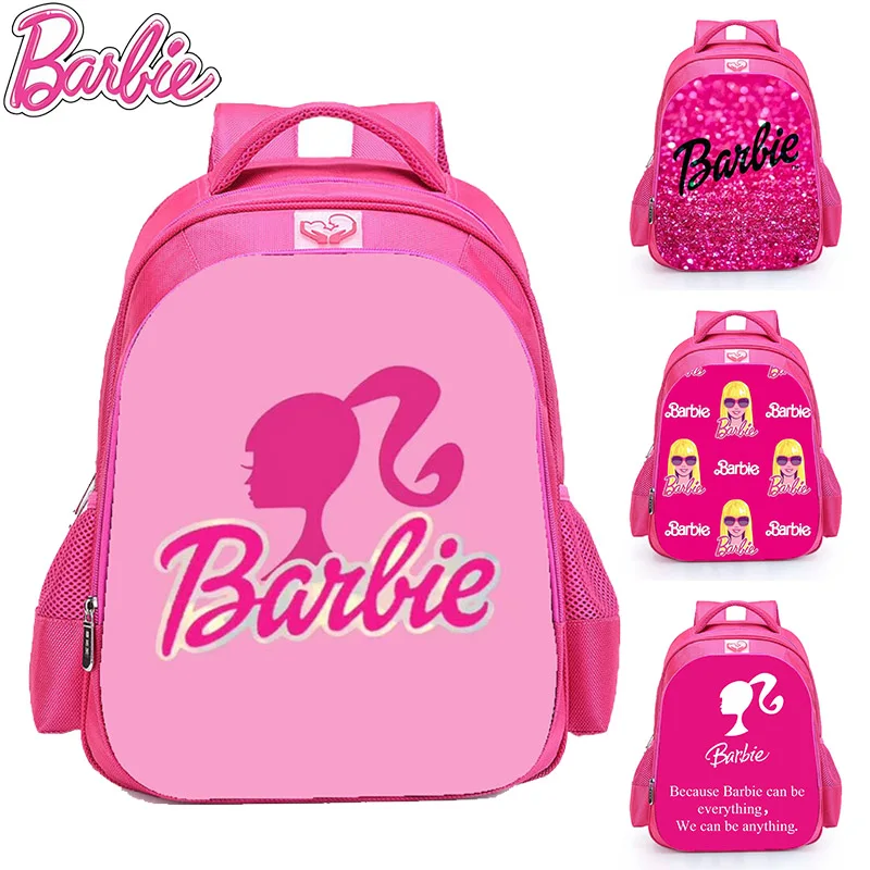 Barbie Children Schoolbag Cartoon Backpack Girls Outdoor Travel Bags School Bags Anime Oxford Cloth Large Capacity Backpack Gift