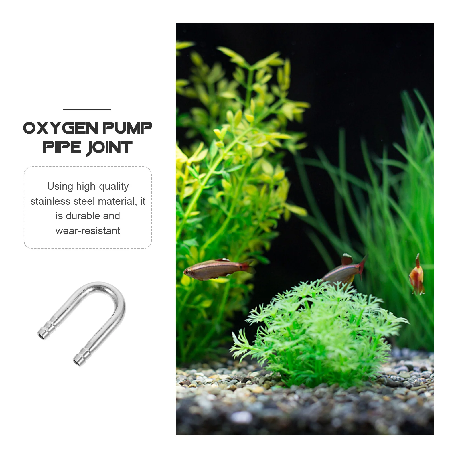 

1Pcs Fish Tank Oxygen Pump U-Shape Joint Stainless Steel Joint Clamping Teeth Design Durable Aquarium Accessory