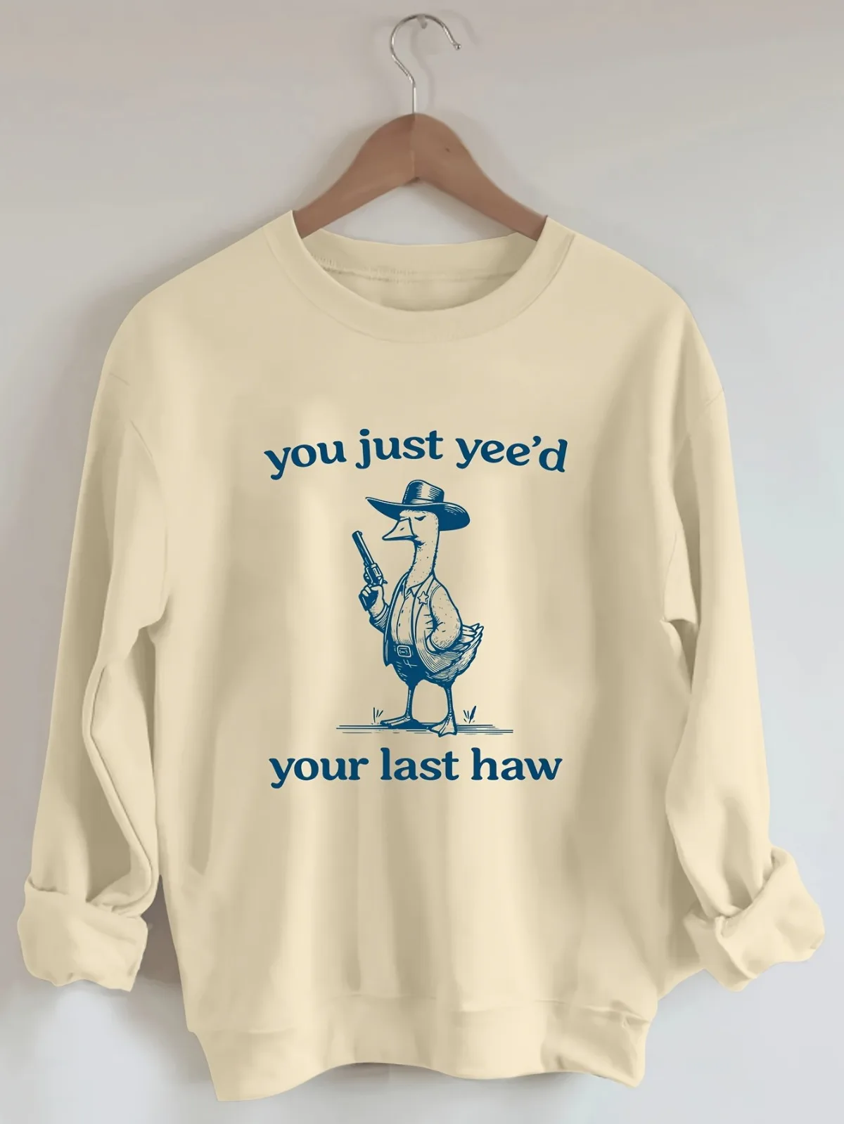 เสื้อฮู้ดพิมพ์ลายห่านแฟชั่นลำลองสำหรับผู้หญิง เสื้อสวมหัวคอกลมสวมใส่สบาย เหมาะสำหรับเป็นของขวัญวันหยุด เสื้อผ้าแบบสวมหัว