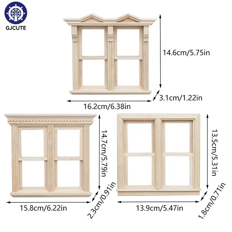 1:12 Dollhouse Miniature Wooden Window Sliding Panel Windows Can Be Painted Furniture Model Decor Toy Doll House Accessories