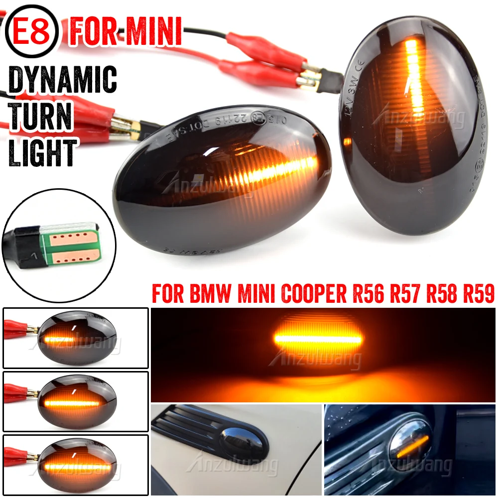 

2pcs Flowing Turn Signal Light Dynamic LED Side Marker Side Indicator For BMW MINI Cooper R56 R57 R58 R59 CL-R56-LSM-SM