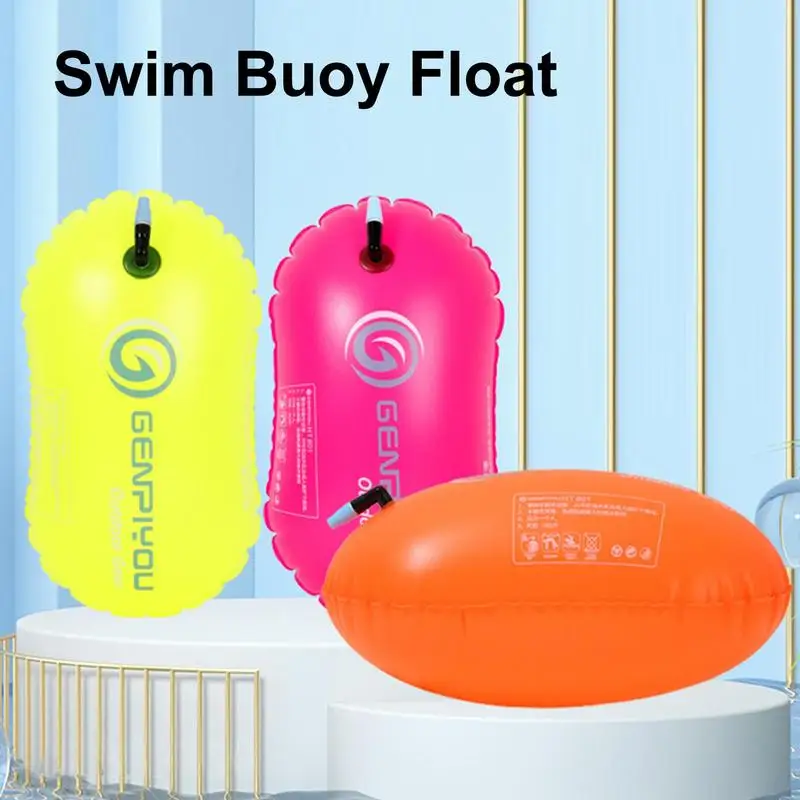 Inflatable Open PVC Swimming Buoy Tow Float Dry Bag AirBags With Belt High Visibility Swimming Water Sport Safety Swim Training