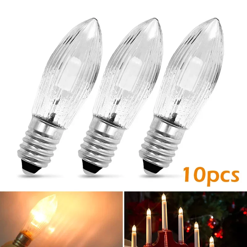 E10 LED Candle Light Replacement Lamp Bulbs for Light Chains 10V-55V AC for Bathroom Kitchen Home Lighting Bulbs Decor Lights