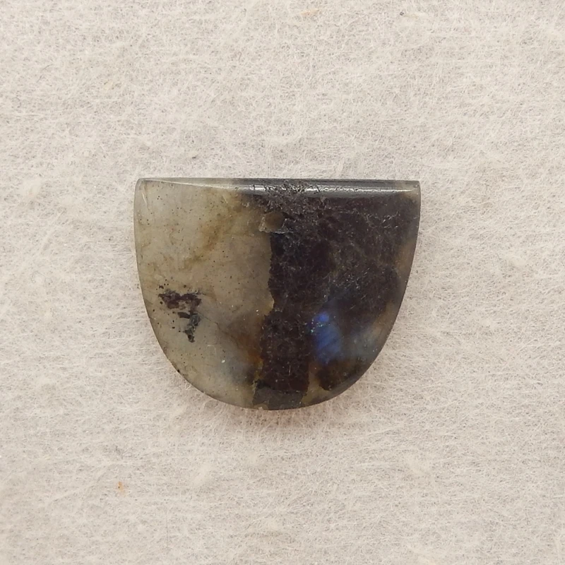 Labradorite Half-Moon Pendant Dark Hued Blue-Flash Gemstone Jewelry Component for DIY Handmade Beaded Necklace 16x19x4mm-2.2g