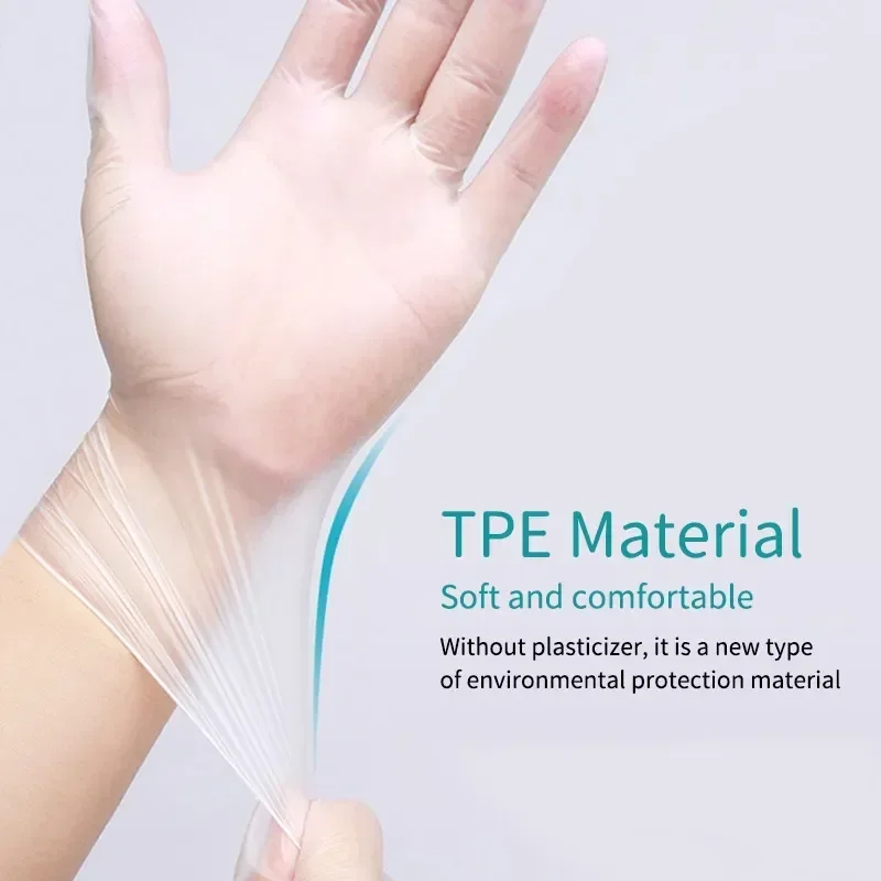100Pcs Disposible Gloves One-time Gloves Kitchenware Transparent Thickened TPE Gloves Food Grade Protective Film Gloves image 3
