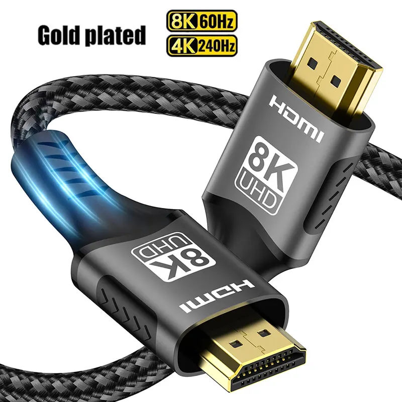 Ultra High Speed 8K HDMI 2.1 Cable 8K@60Hz 4K@120Hz 48Gbps EARC ARC HDCP HDR For RTX Video Cable PC Laptop Projector HD TV PS5