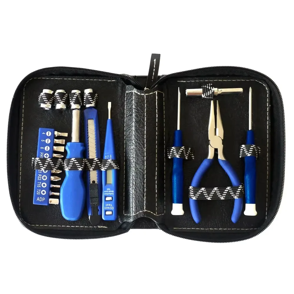 STLF 22 Mini  Promotion Hand Repair Gift Tools with Leather Bag Tool Kit Set