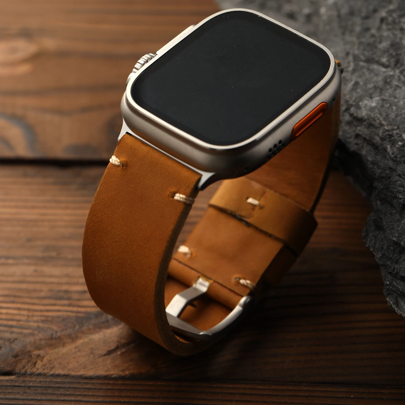 Handmade top layer cowhide strap, compatible For Apple Watch 49MM 46MM 45MM ultra S10 leather thickened men's strap