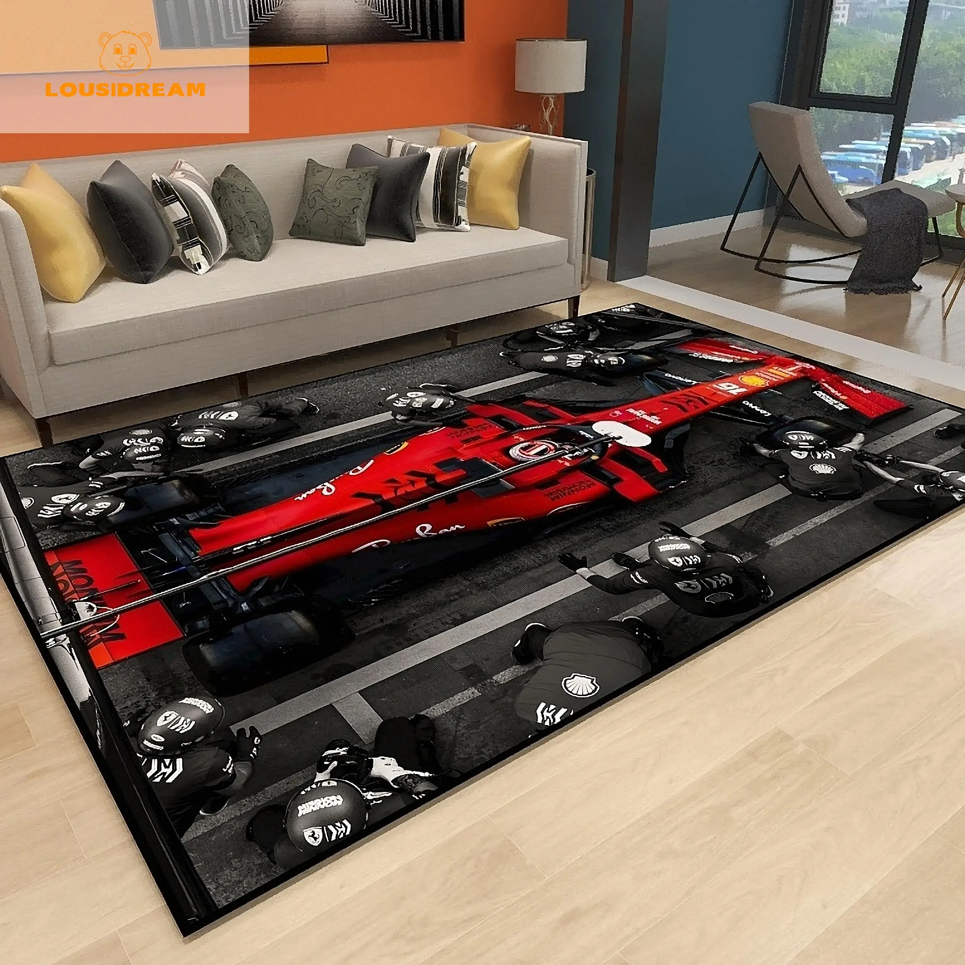 Racing Car Pattern Artwork Rug Bedroom Living Room Cool F1 Carpet for Kitchen Floor Mats Home Decor Non-Slip Floor Pad Rugs