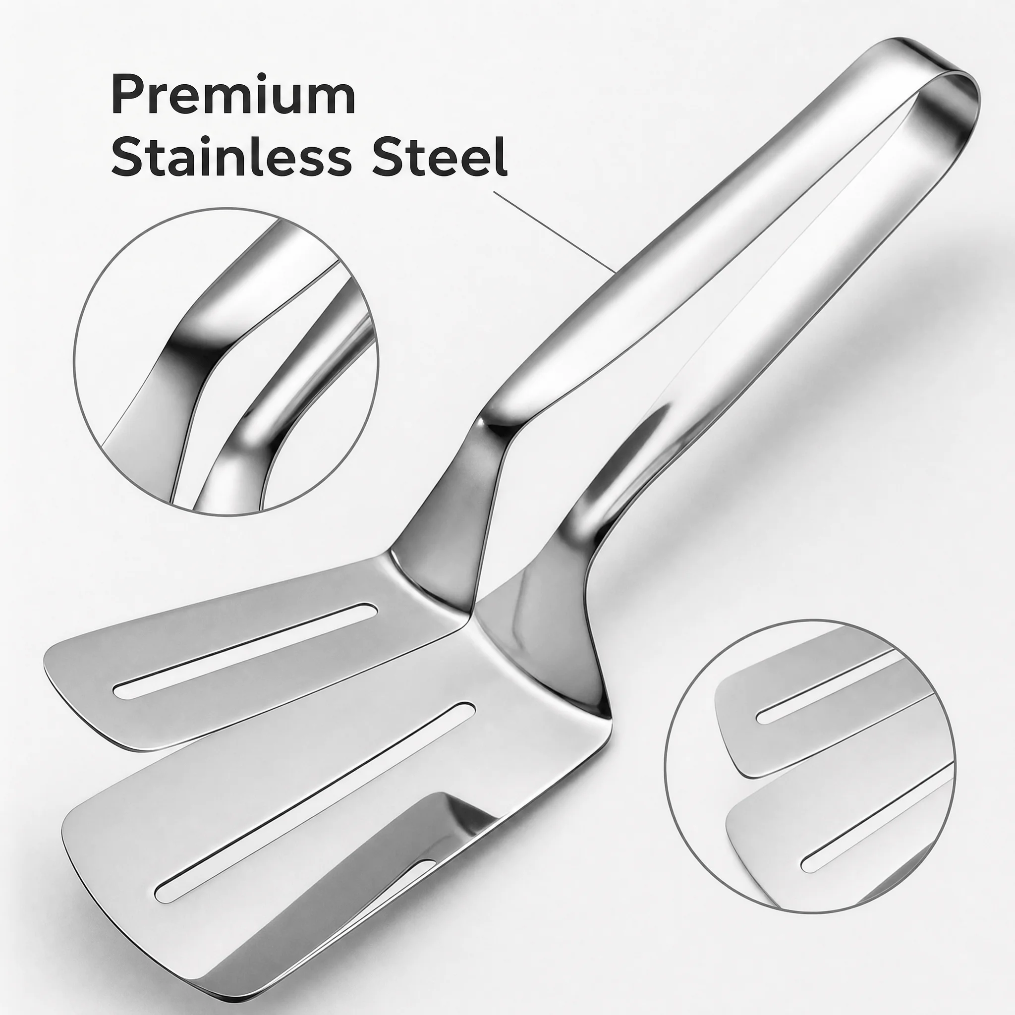 Stainless Steel Steak Tongs Multifunctional Kitchen Barbecue Clamp, Double Spatula Food Tongs for Steak Bread BBQ Grilling Halloween Party Food Serving Cooking