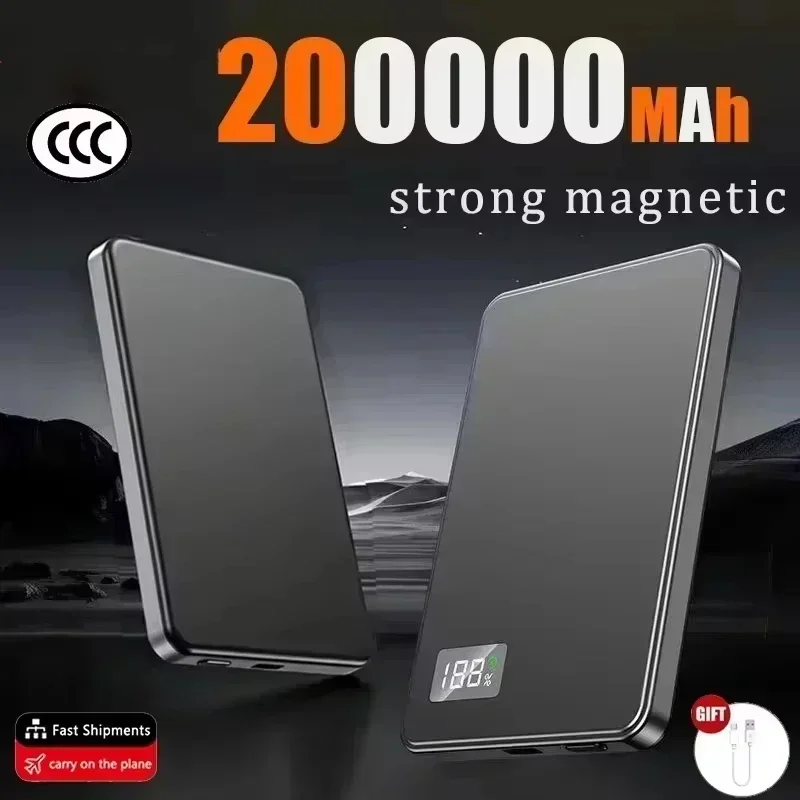 Lenovo 500000mAh tragbare Powerbank für MagSafe, magnetisch, ultraflach, 3C-zertifiziert, 22W schnelles Ladegerät, kabellose Batterie, MacSafe-Backup-Batterie