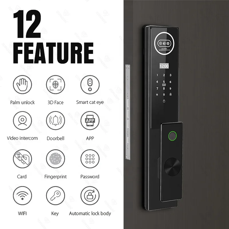 Kunci Kartu Pengenalan Wajah 3D Zigbee Palm Vein Elektronik Sidik Jari Otomatis Kunci Pintu Pintar Wifi untuk Rumah Hotel Apartemen