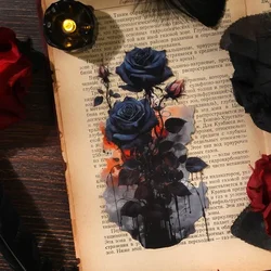 10Sheets Sticker Pack Midnight Rose Series Retro Gothic Flower Plant Handbook Stickers Handbook Supplies Scrapbook 211*104mm