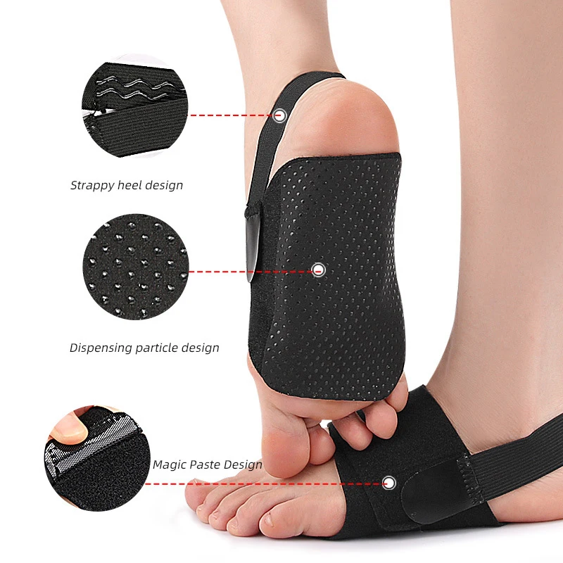 Arch Support Bandages para pés chatos, Envoltório de fascite plantar com gel Orthotic Pad, Alívio da dor, Design de alça antiderrapante