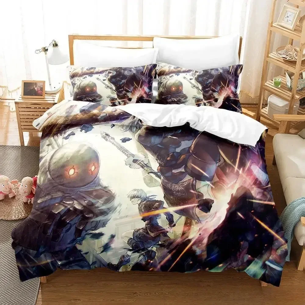 

NieR Automata Bedding Set Single Twin Full Queen King Size Bed Set Adult Kid Bedroom Duvet cover Sets 3D Anime Bed Sheet Set