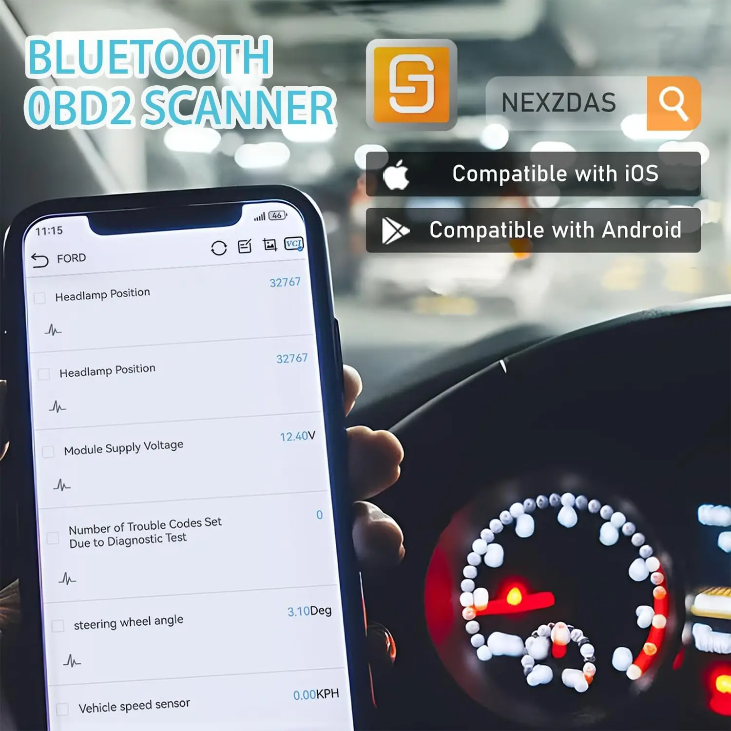 Z100 OBD2-Scanner Bluetooth 5.2, vollständiges Systemdiagnosetool, 9+ Reset-Funktionen, für iOS und Android