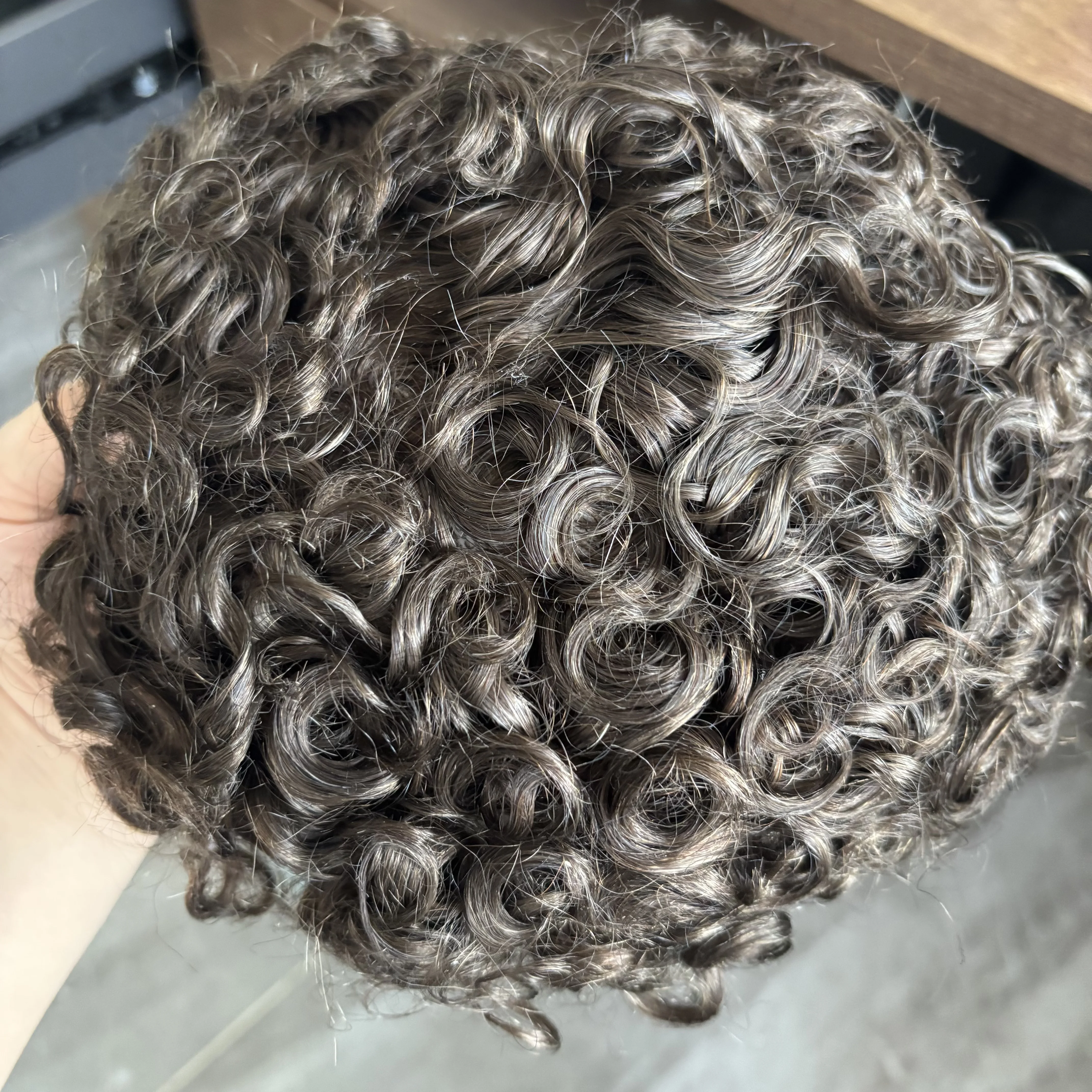 شعر ذكر غير قابل للاكتشاف 18 مللي متر شعر مستعار مجعد نظام استبدال 100% شعر بشري شعري صناعي خط شعر طبيعي للرجال شعر مستعار