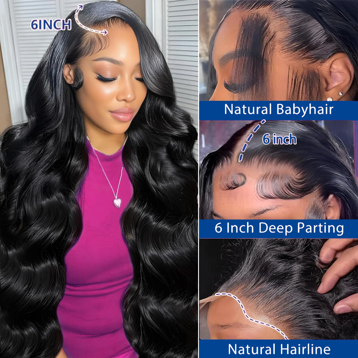 Body Wave 13x6 HD Transparent Lace Frontal Wigs Human Hair Brazilian Hair 34 36 Inch Pre Plucked Lace Front Human Hair Wig