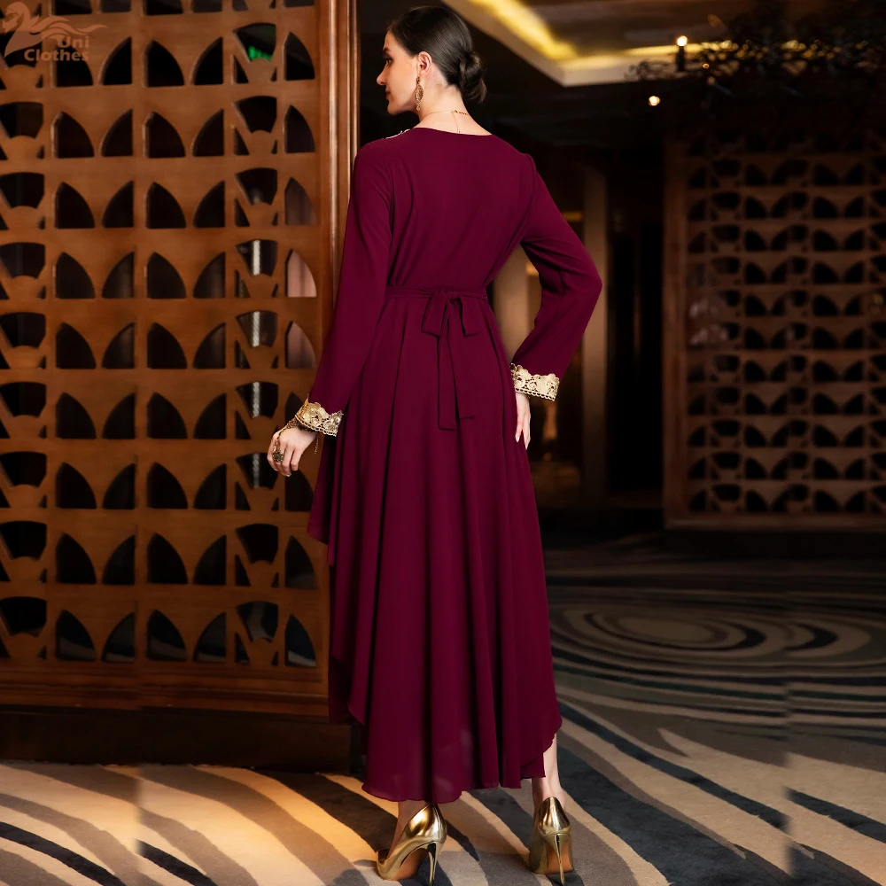 Elegant Middle East Muslim long Dress for Women Eid Arab Dubai Abaya Islamic Party Jalabiya Turkey Dresses Moroccan Caftan Robe