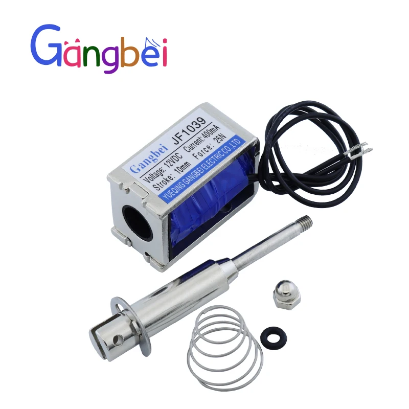 gangbei-1039B Wholesale DC 12V 24V 400mA Force 25N travel 10mm Pull Type Linear Solenoid Electromagnet
