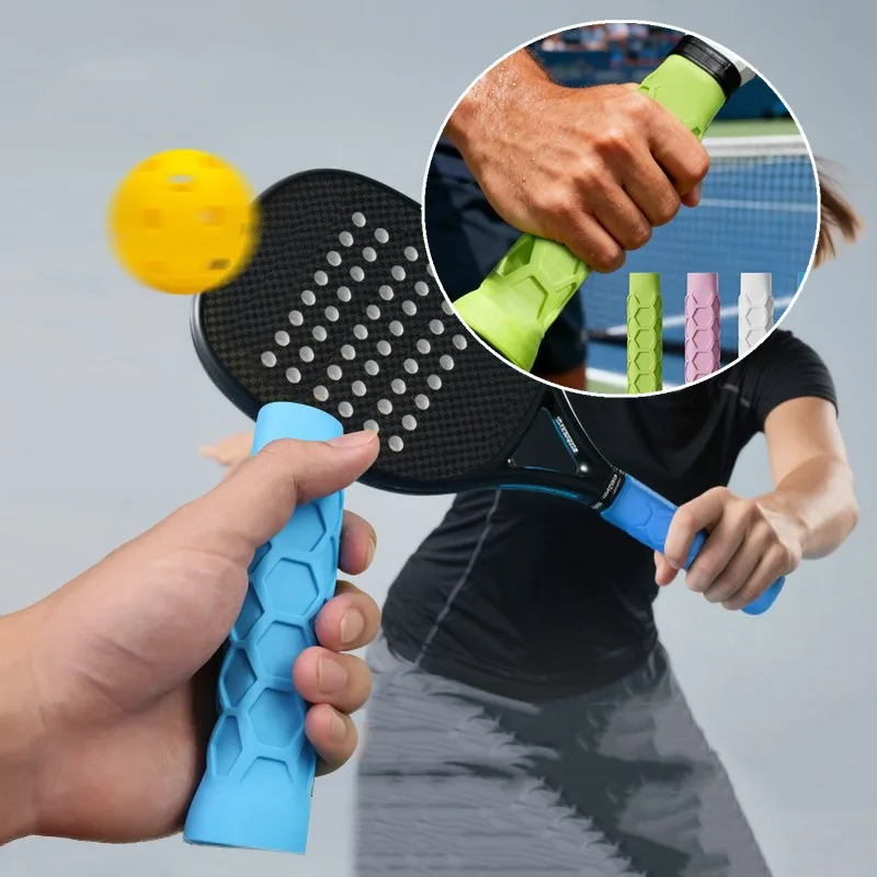 1pcs Reusable Silicone Racket Grip Sleeve For Tennis Rackets Shock-absorbing Sleeve Anti-slip Silicone Grip Sport Accessories