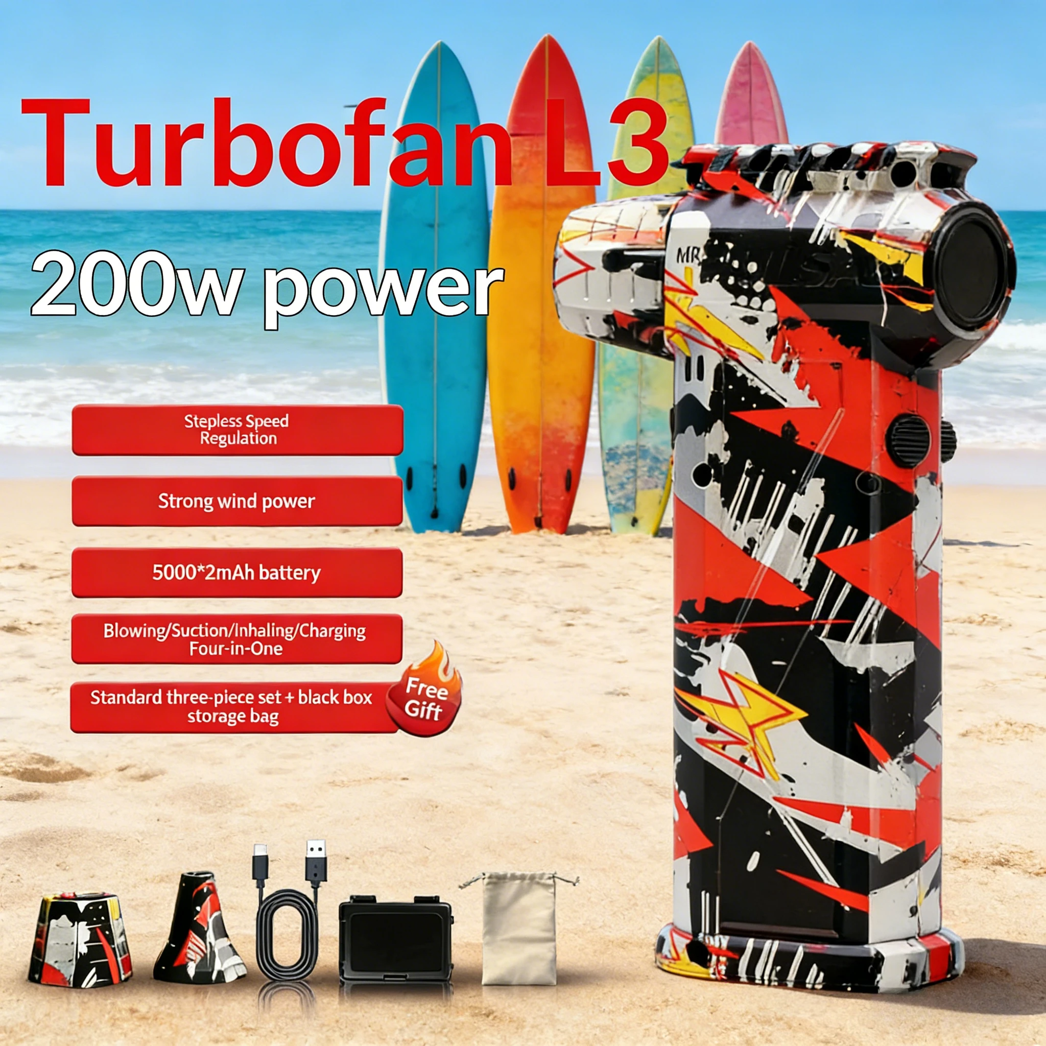 

Новый L3 Violent Blower Mini Turbo Jet Fan Ручной бесщеточный двигатель 140 000 об/мин Скорость ветра 62 м/с Промышленный канальный вентилятор