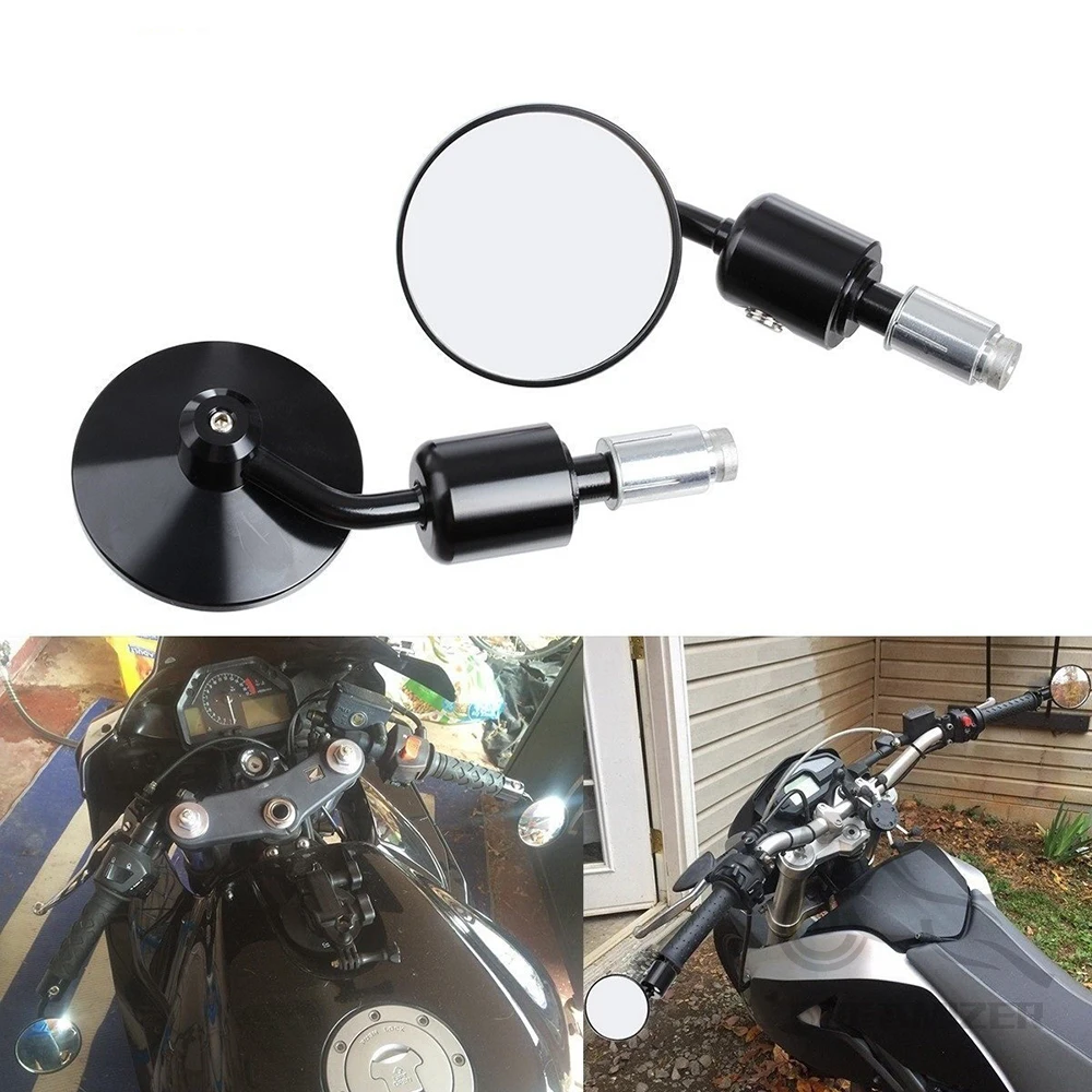 

7/8" Universal Motorcycle Rear View Mirrors Round Handle Bar End Foldable Motorbike Side For Cafe Racer 2023 CAR