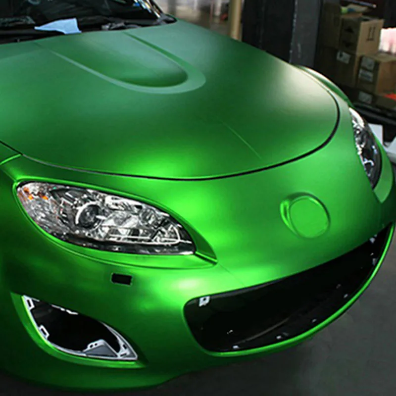 

Chrome Steel Metal Green Brushed Metallic Vinyl Wrap Film Adhesive Decal Sticker Motorbike Car Wrapping Foil with Air Release