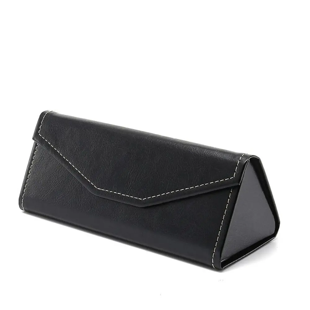 Portable PU Leather Triangle Sunglasses Box Waterproof Folding Eyewear Case Solid Color Glasses Case Men