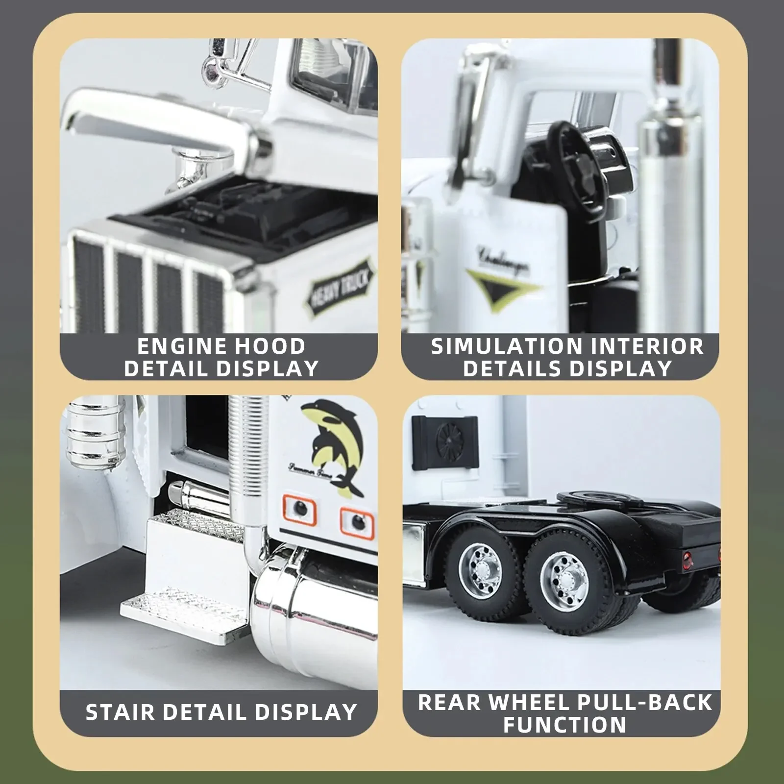 1:24 Scale Peterbilt 389 Tractor Trailer Play Toy Truck Vehicle for Kids, Lonestar Design, with Functions, Pre Built Semi, Reali