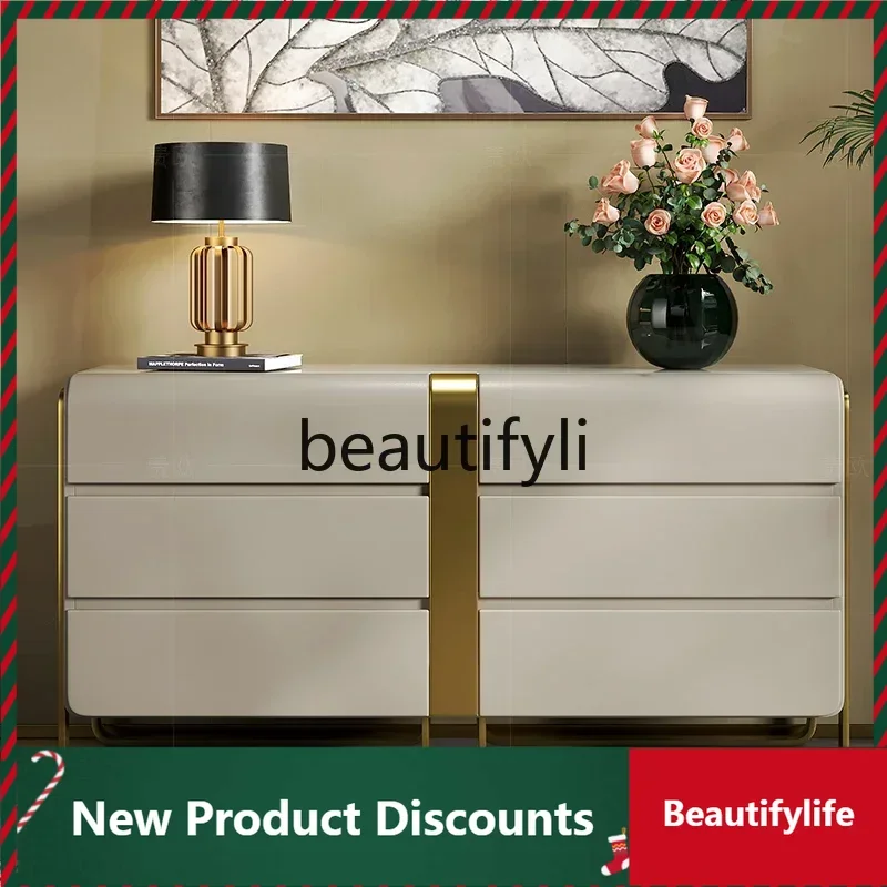 

Light luxury six-chest cabinet bucket cabinet fashionable marble custom high-end TV cabinet D80