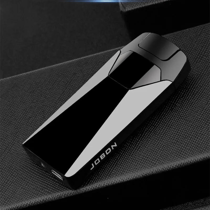 JOBON-Metal Double Arc Windproof Lighters, Battery Display, Luminous, USB Rechargeable, Plasma, Luxury