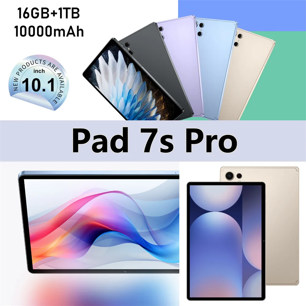 

2025 Pad 7S Pro Tablet 10.1Inch Snapdragon 8Gen3 Android WIFI 22GB+2TB 5G Dual SIM 10000Mah Tablets PC For Children Kids Tab