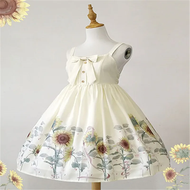 

Sweet Lolita JSK Dress Sunflower Print Bow Lolita Dress For Girls