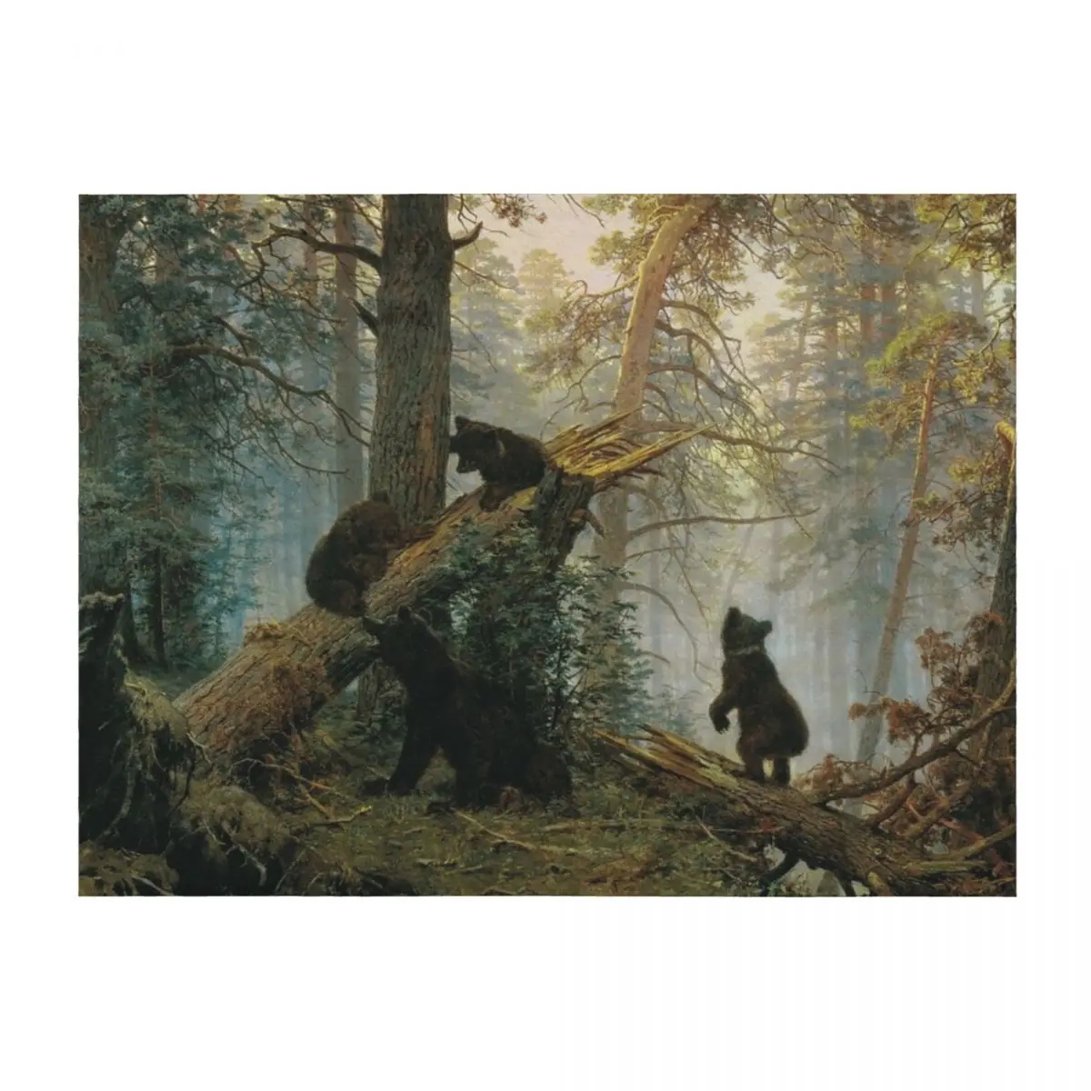 

Morning in a Pine Forest - Ivan Shishkin - 1889 Throw Blanket wednesday Beach Thermals For Travel Bed covers Blankets