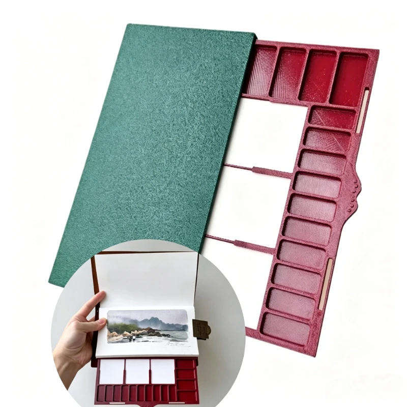 Pull Out Ultra Thin Watercolor Box Empty Mixing Palette TN Handbook Portable Travel Artist Sketch Painting Storage Case