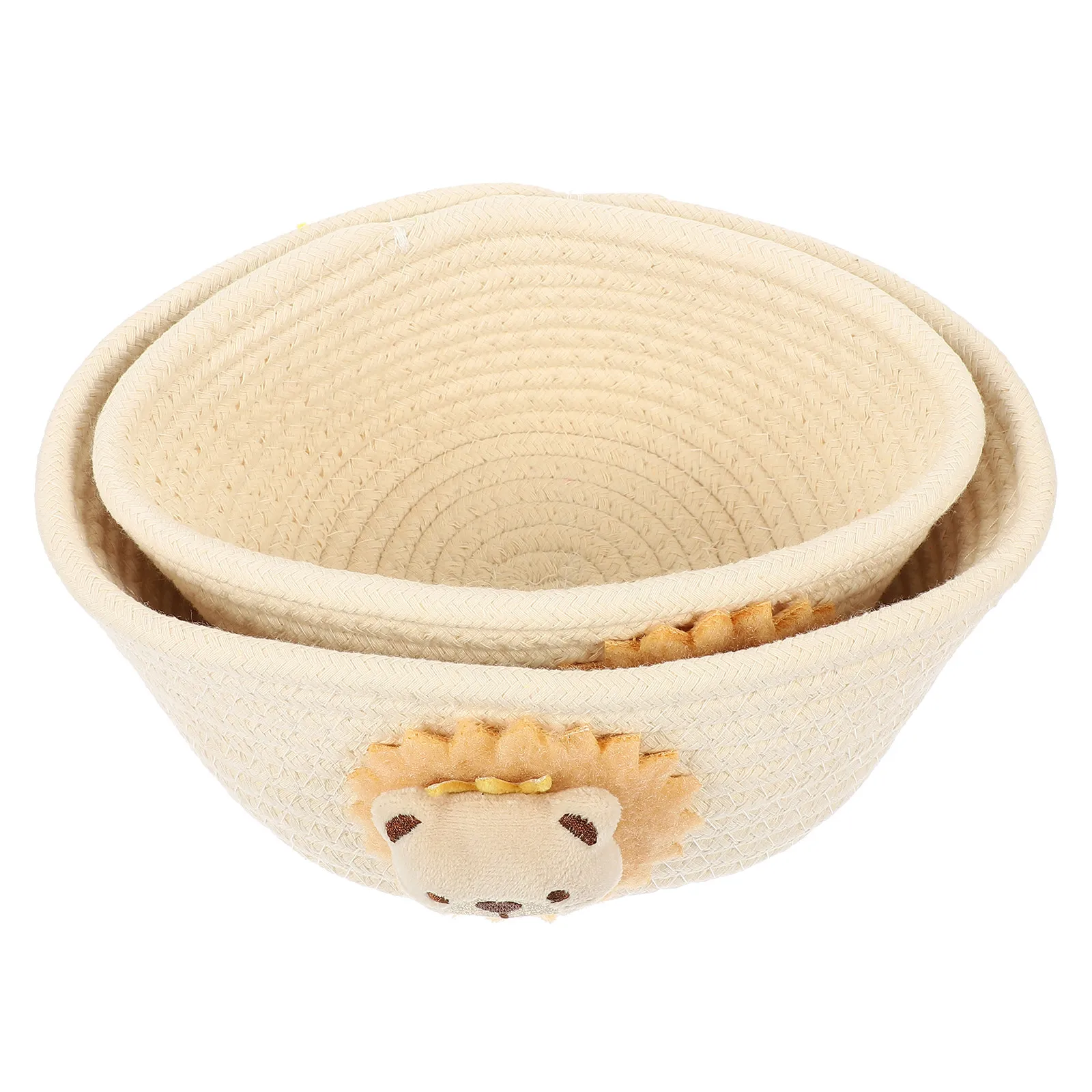 

2Pcs Cotton Rope Weaving Storage Basket Small Desktop Organizer for Snacks Sundries Blankets Makeup Brushes Home Decor Living
