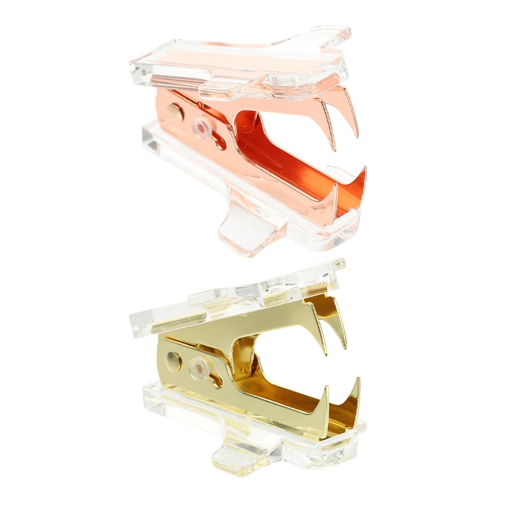 

2Pcs Staple Remover Small Nail Puller Office Supplies H held Metal Tool Rose Gold Gold Color Portable Desk