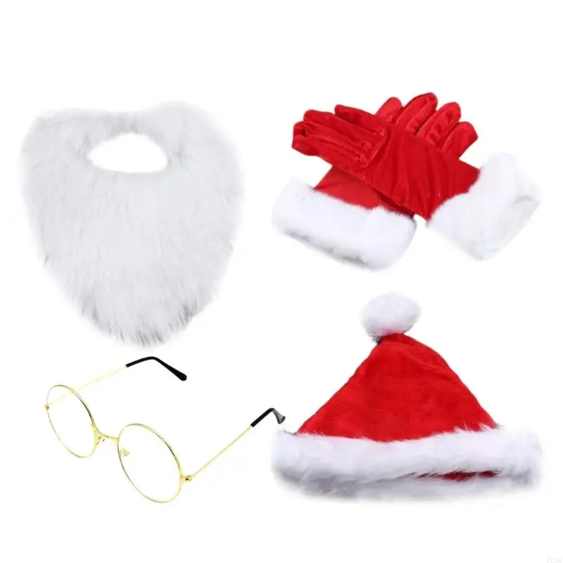 72XE Kostium Świętego Mikołaja dla kobiet mężczyzn Strój Świętego Mikołaja Świąteczne przebieranie Świętego Mikołaja Akcesoria
