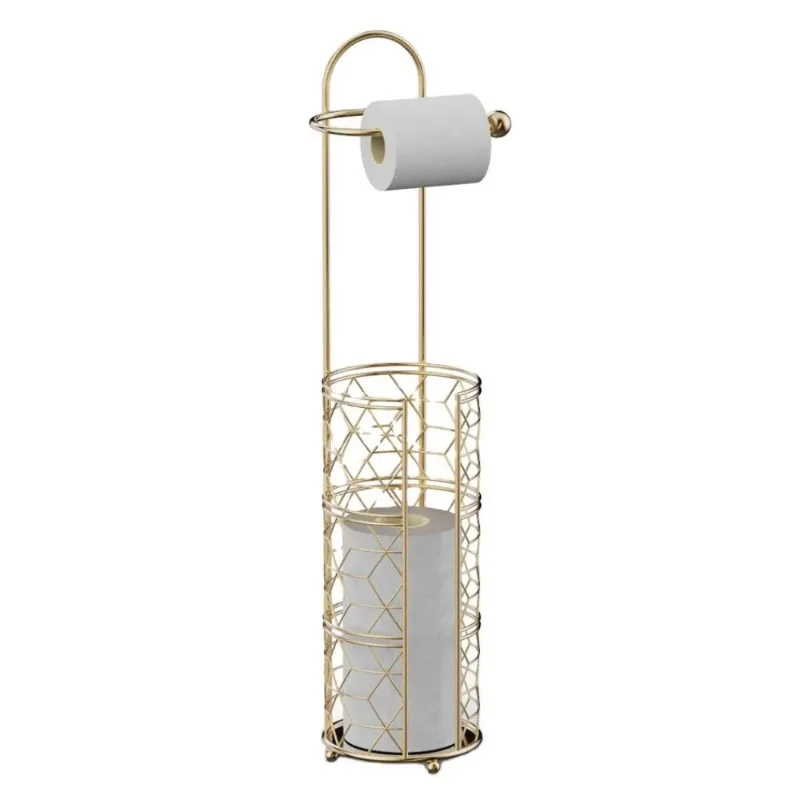 Modern Design Gold Tissue Roll Holder Bathroom/Powder Room Brass Vertical Toilet Paper Holder