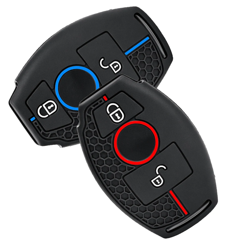 New Silicone Car Key Fob Case Cover Chain 2 Buttons For Mercedes Benz A B G GLA GLC GLK Class W176 W246 W463 X156 X253 C253 X204