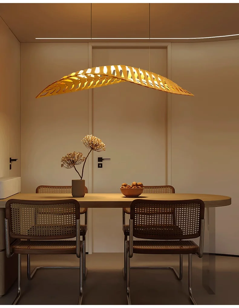 Nordic Wood Fish Bone LED Pendant