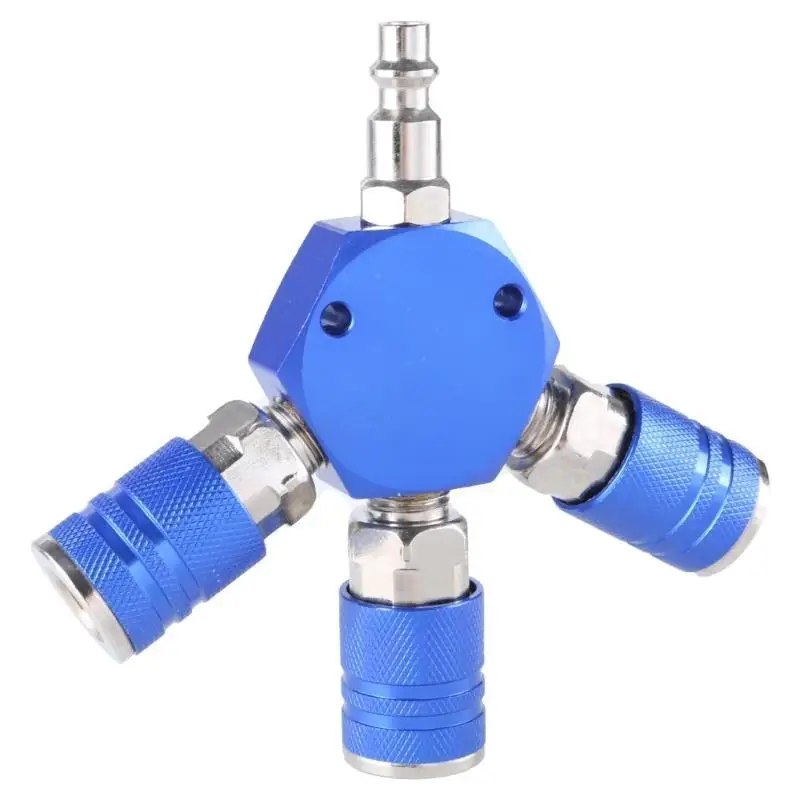 

R9UF Air Splitter 3-Way Manifold with 3Pcs Industrial Coupler Plug Air Compressor Hose Accessories Quick Connector Fittings