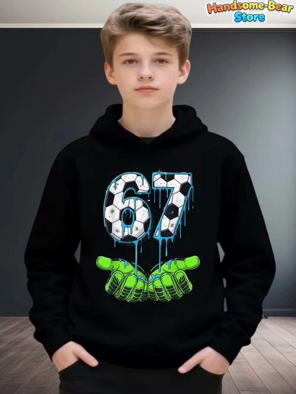 67 Meme Hoodie for Kids Funny Gradient Digital Print Autumn Sweatshirt Loose Comfortable Tops Streetwear Y2k Children's Clothing