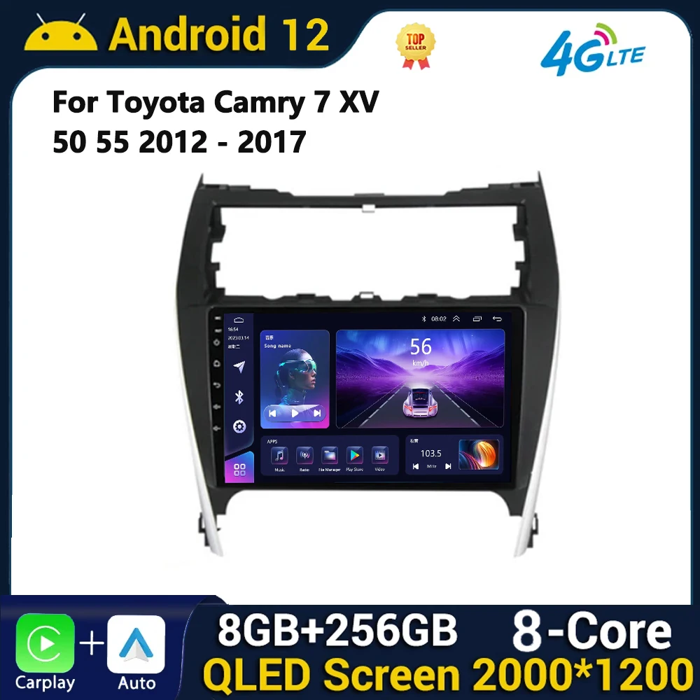 For Toyota Camry 7 XV 50 55 2012 - 2017 US EDITION Auto Car Radio Android Carplay Video Player 2 DIN Auto Bluetooth Car Stereo