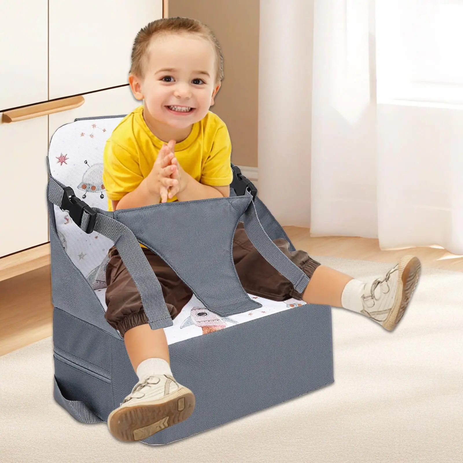 مقعد معزز لطاولة الطعام، أشرطة قابلة للتعديل، قاعدة غير قابلة للانزلاق، دعم سميك للمنزل والمطبخ وغرفة اللعب في الهواء الطلق #4