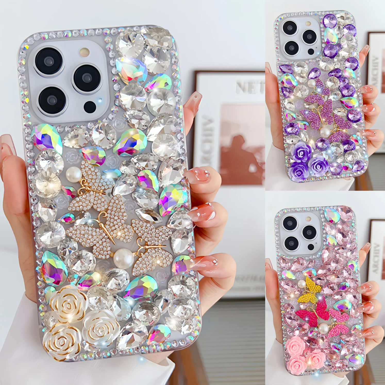 Роскошный блестящий чехол для телефона с 3D бабочкой и камелией для XiaoMi Poco X7 Pro 5G X6 X5 X4 X3, чехлы с блестками