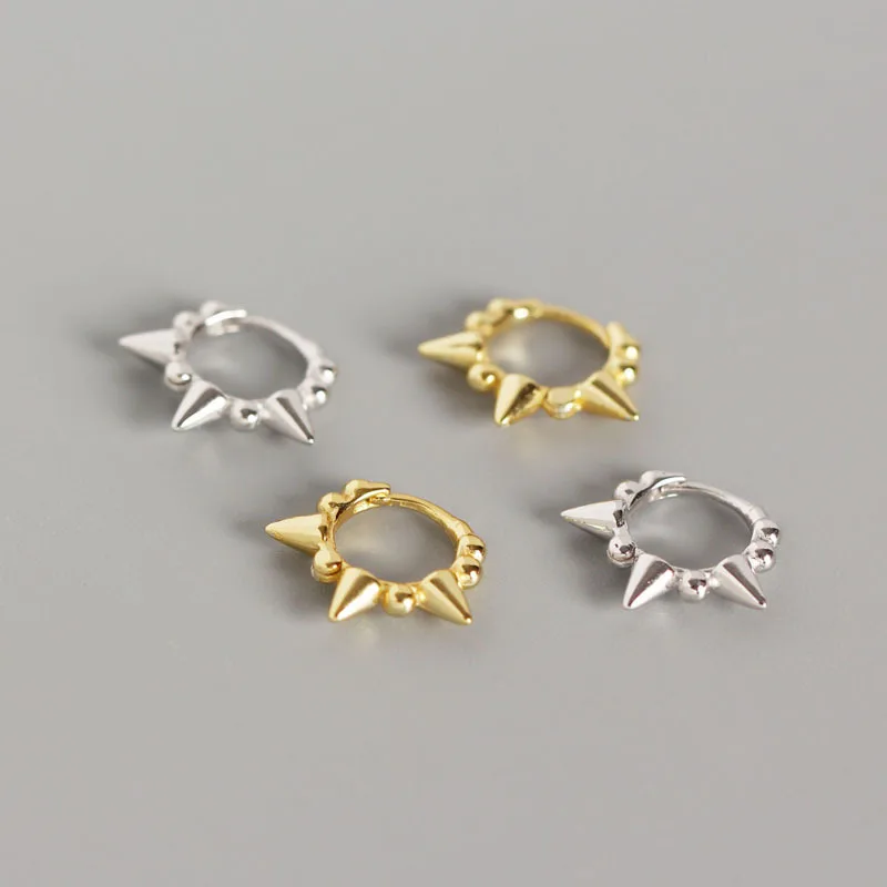 

Uniorsj 925 Sterling Silver Jewelry Punk Style Round Beads and Rivet Hoop Earrings for Women