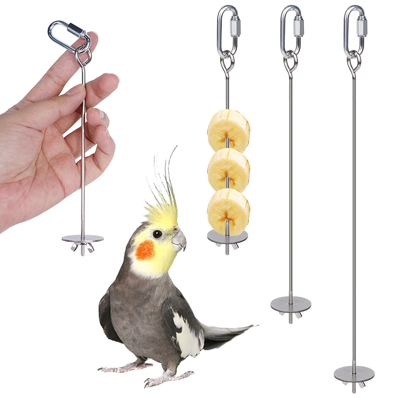Tenedor de fruta de acero inoxidable para loros, suministros para jaulas de pájaros, alimentador de frutas y pájaros, accesorios para loros, suministros para pájaros y mascotas, 1/2 Uds.