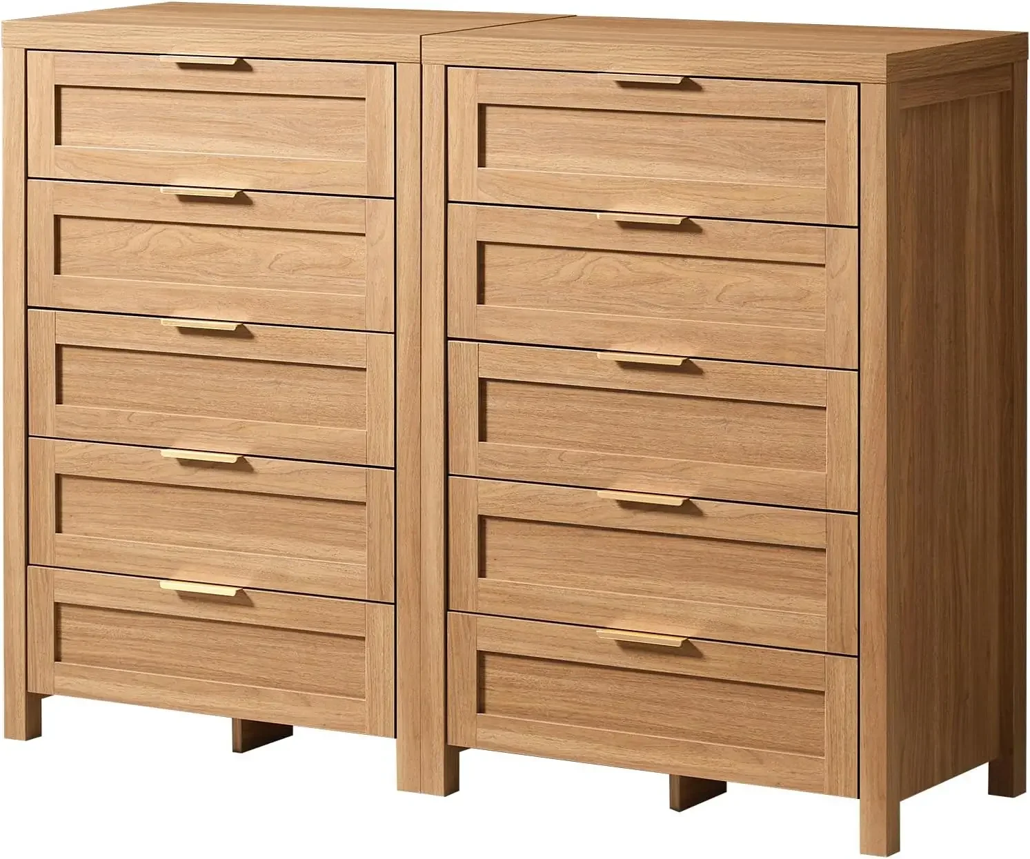 Bedroom vanity with 5 drawers, high vanity with large storage space, hallway, entrance, weathered oak 2-piece set